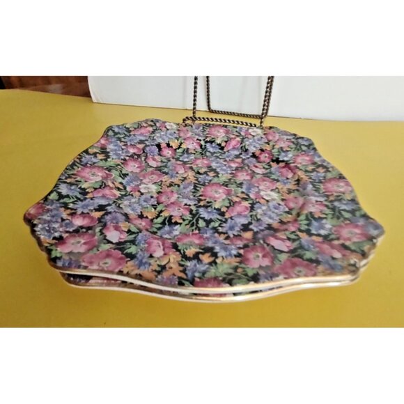 Vintage Royal Winton Grimwades Square 8" Salad Plate 1951 (2piece set) - Picture 7 of 8